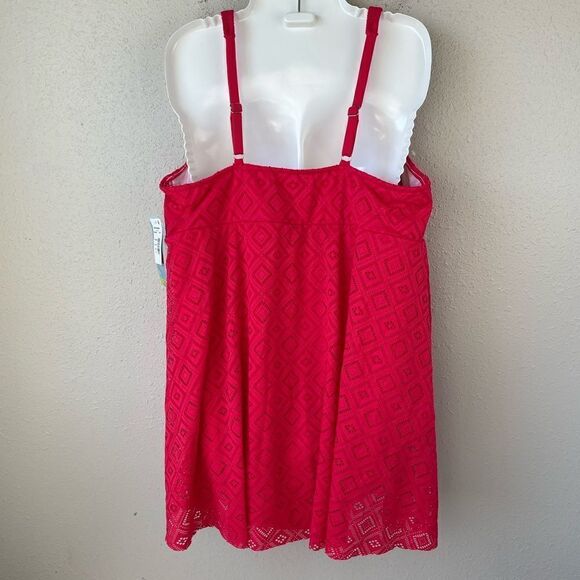 NWT Swim Solutions Coral Orange One Piece Swim Suit Size 22W - Picture 4 of 6